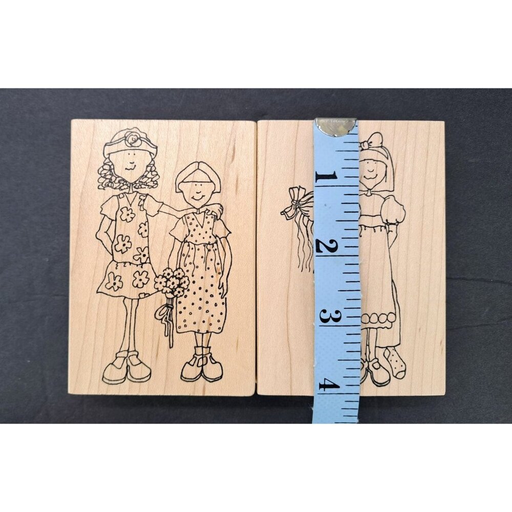 Vintage Inky Antics Rubber Stamps Hattie Lace Lot Of 4 Large Best Bud Hatbox New - Picture 6 of 7
